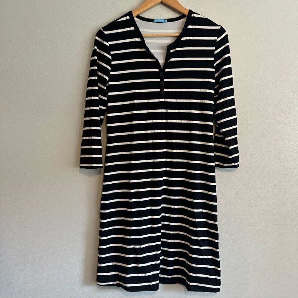 J. McLaughlin Striped Dress, size medium Black And White